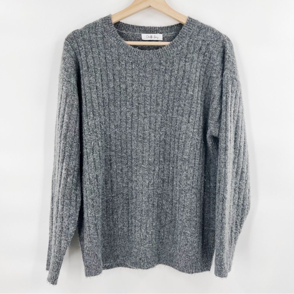 CHARLOTTE Avery grey crew neck wool blend sweater
